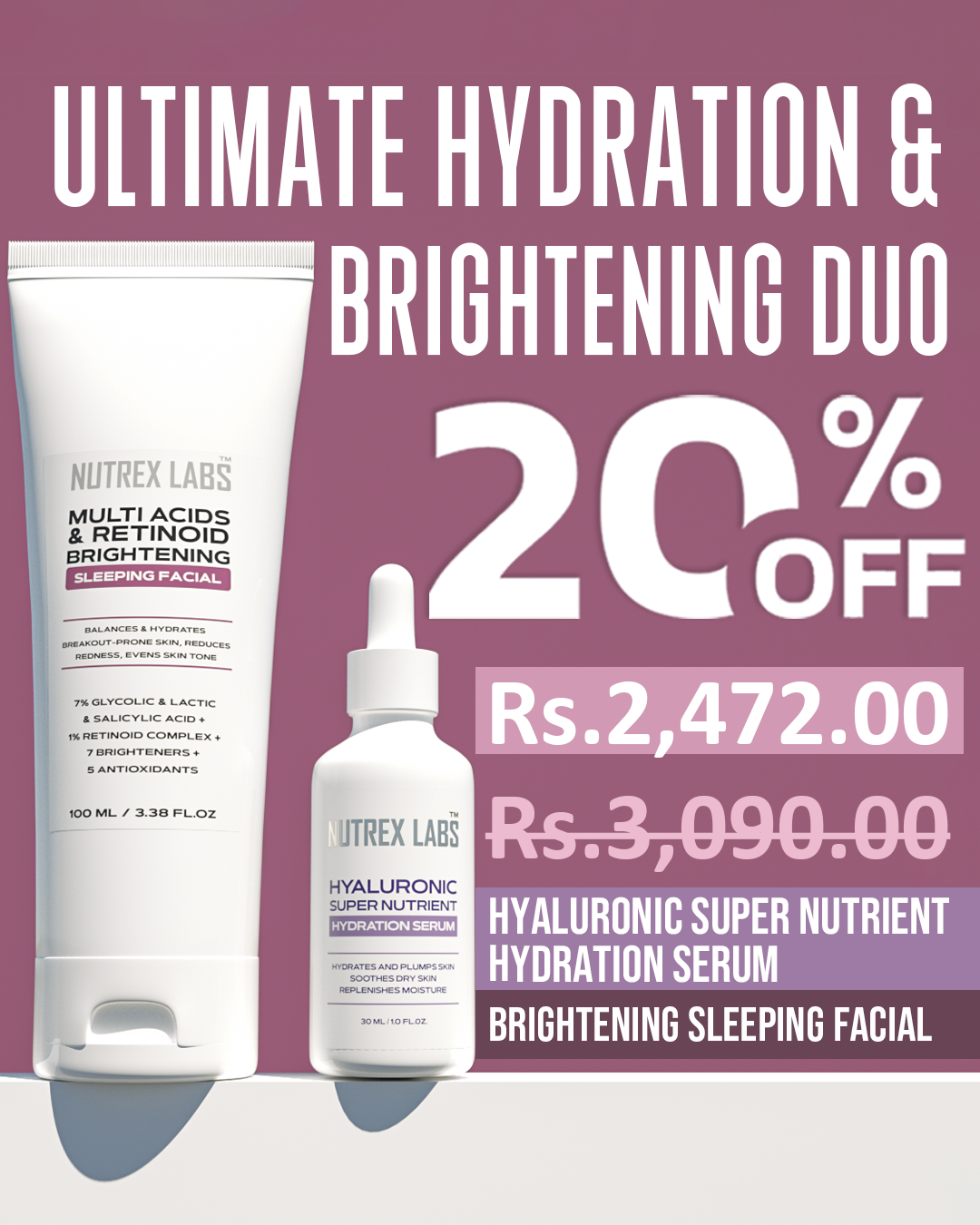 Ultimate Hydration & Brightening Duo – Sleeping Facial & Hyaluronic Serum